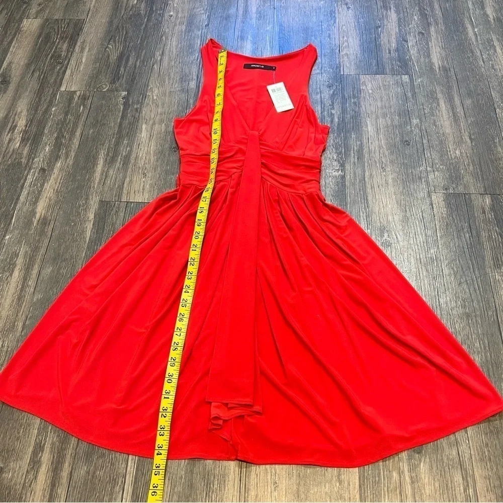 NWT Arden B Red V Neck A Line plunged sleeveless Pleated Cocktail Dress Party S - Picture 10 of 13